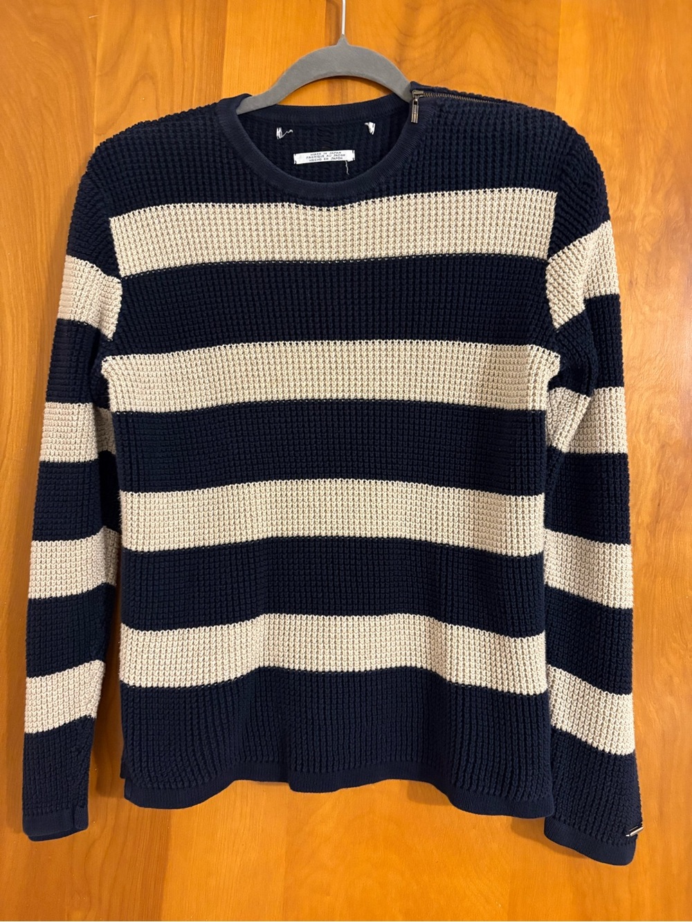 Vintage Tommy Hilfiger Made in Japan 100% Cotton Striped Waffle Knit Sweater (S)